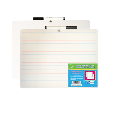 Flipside 9 x 12 Two Sided Red & Blue Ruled/Dry Erase with Attached Marker, PK24 19234